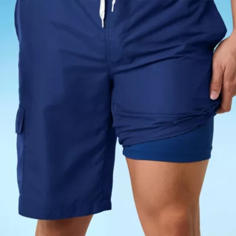 St. John's Bay Cargo Mens Big and Tall Drawstring Waist Swim Trunks