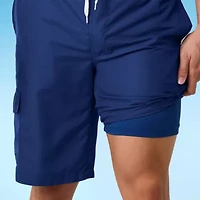 St. John's Bay Cargo Mens Big and Tall Drawstring Waist Swim Trunks