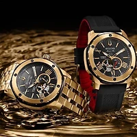 Bulova Marine Star Mens Automatic Black Strap Watch 98a272