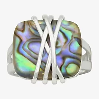 Sparkle Allure Womens Green Abalone Pure Silver Over Brass Cocktail Ring