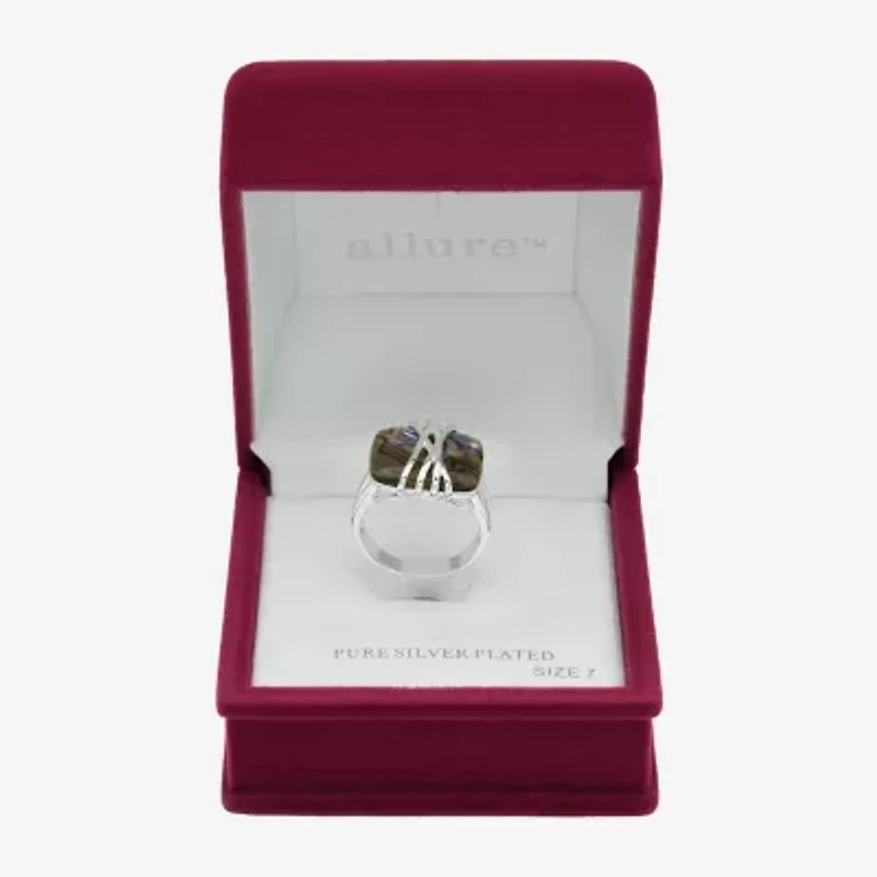 Sparkle Allure Womens Green Abalone Pure Silver Over Brass Cocktail Ring