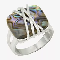 Sparkle Allure Womens Green Abalone Pure Silver Over Brass Cocktail Ring
