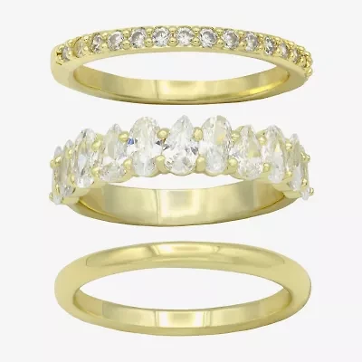 Sparkle Allure Womens Cubic Zirconia 14K Gold Over Brass Marquise Eternity Ring Set