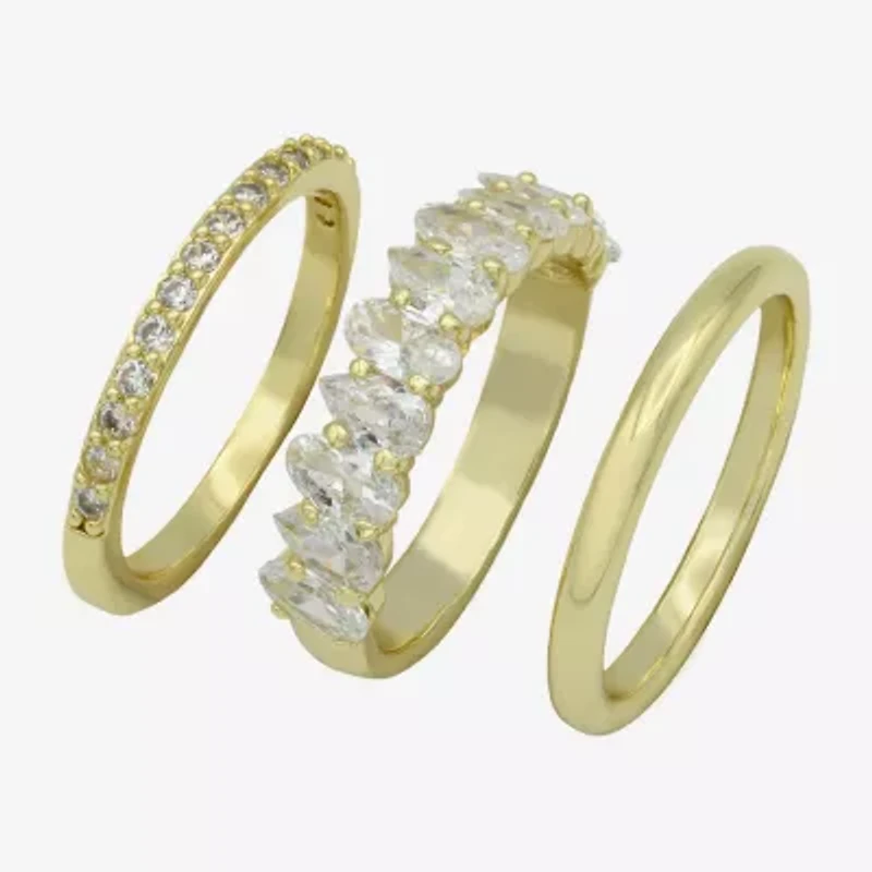 Sparkle Allure Womens Cubic Zirconia 14K Gold Over Brass Marquise Eternity Ring Set