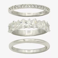 Sparkle Allure Womens Cubic Zirconia Pure Silver Over Brass Marquise Eternity Ring Set