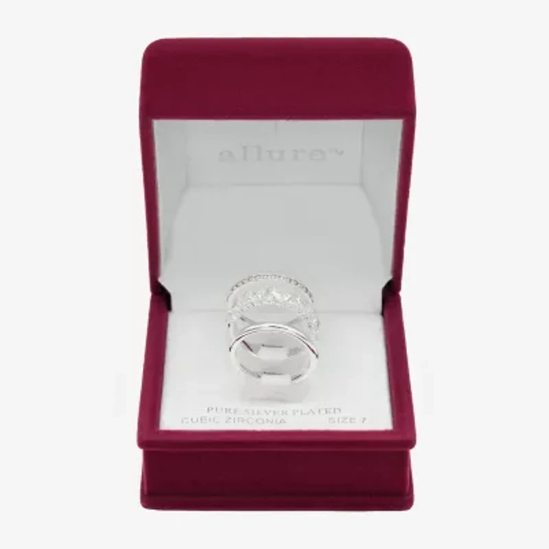 Sparkle Allure Womens Cubic Zirconia Pure Silver Over Brass Marquise Eternity Ring Set