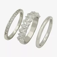 Sparkle Allure Womens Cubic Zirconia Pure Silver Over Brass Marquise Eternity Ring Set