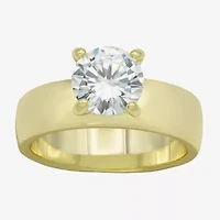 Sparkle Allure Womens Cubic Zirconia 14K Gold Over Brass Round Engagement Ring