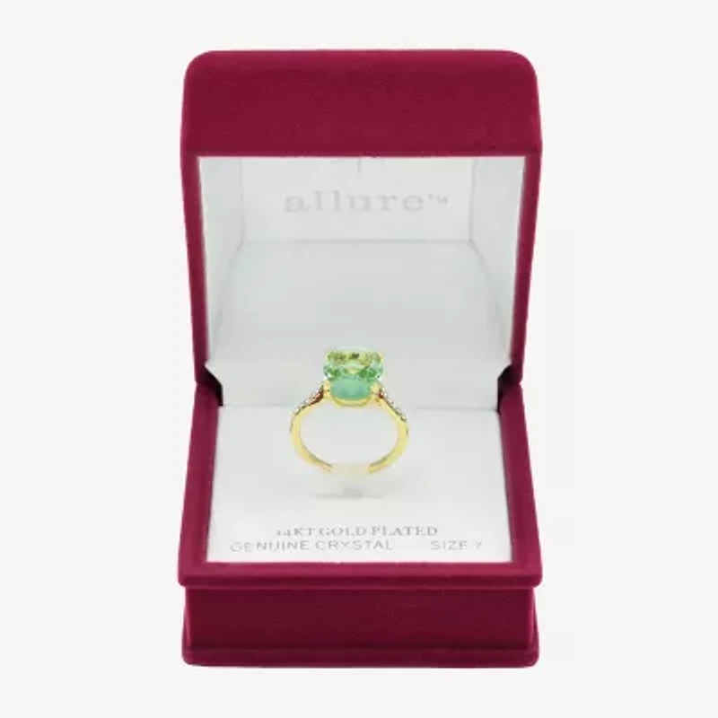 Sparkle Allure Womens Green Crystal 14K Gold Over Brass Oval Cocktail Ring