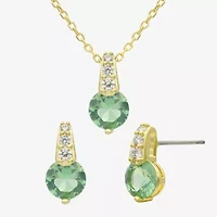 Sparkle Allure Womens Green Crystal 14K Gold Over Brass Round 2-pc. Jewelry Set