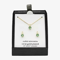 Sparkle Allure Womens Green Crystal 14K Gold Over Brass Round 2-pc. Jewelry Set