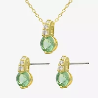 Sparkle Allure Womens Green Crystal 14K Gold Over Brass Round 2-pc. Jewelry Set