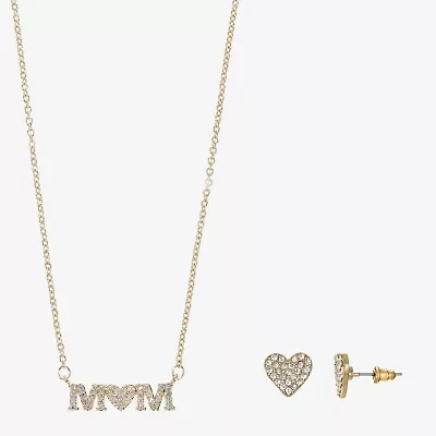 Sparkle Allure Mom Womens Cubic Zirconia Pure Silver Over Brass Heart 2-pc. Jewelry Set