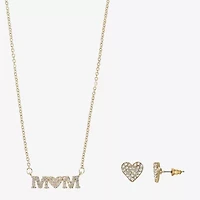 Sparkle Allure Mom Womens Cubic Zirconia Pure Silver Over Brass Heart 2-pc. Jewelry Set