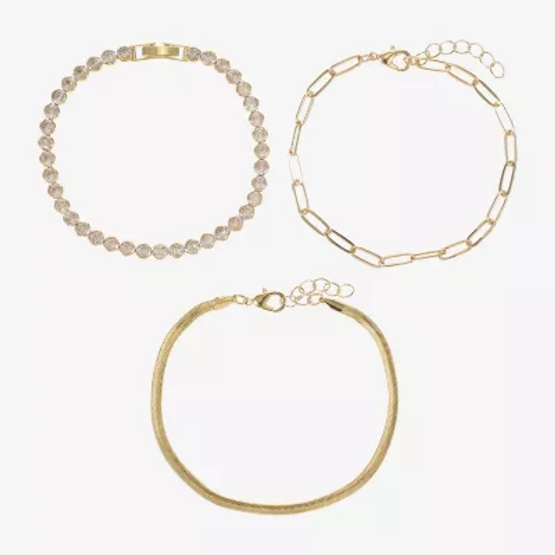 Sparkle Allure Womens 3-pc. Cubic Zirconia 14K Gold Over Brass Bracelet Set