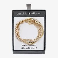 Sparkle Allure Womens 3-pc. Cubic Zirconia 14K Gold Over Brass Bracelet Set
