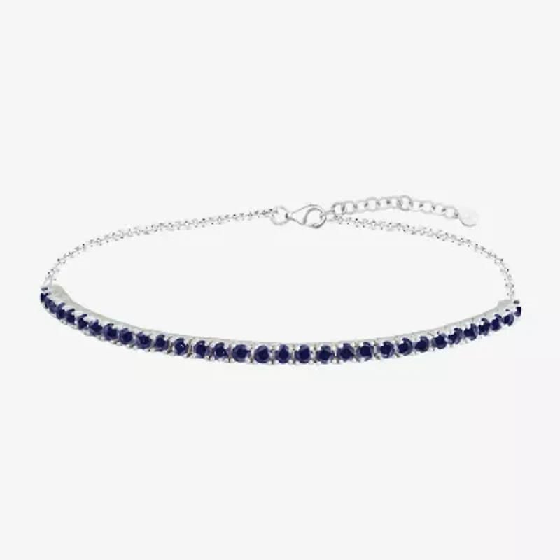 Lab Created Gemstone Sterling Silver 7 Inch Tennis Bracelet