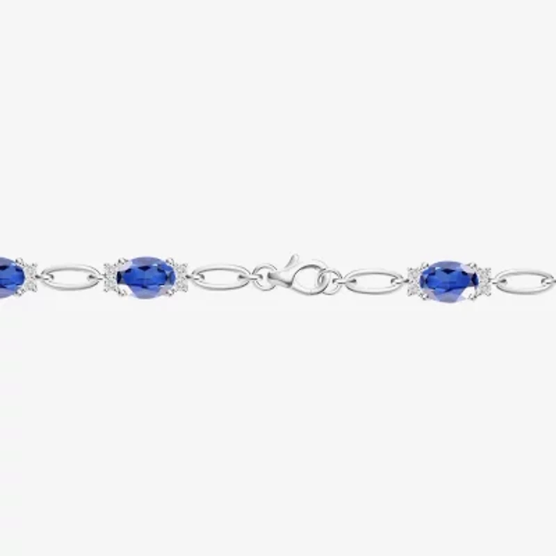 Womens Lab Created Gemstone 14K Rose Gold Over Silver or Sterling Oval 7 Inch Tennis Bracelet