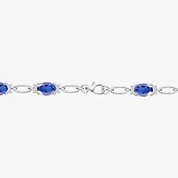 Womens Lab Created Gemstone 14K Rose Gold Over Silver or Sterling Oval 7 Inch Tennis Bracelet