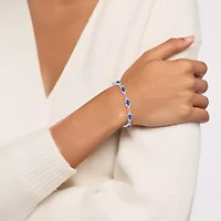 Womens Lab Created Gemstone 14K Rose Gold Over Silver or Sterling Oval 7 Inch Tennis Bracelet