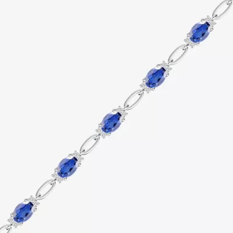 Womens Lab Created Gemstone 14K Rose Gold Over Silver or Sterling Oval 7 Inch Tennis Bracelet