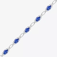 Womens Lab Created Gemstone 14K Rose Gold Over Silver or Sterling Oval 7 Inch Tennis Bracelet