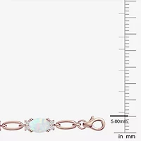 Womens Lab Created Gemstone 14K Rose Gold Over Silver or Sterling Oval 7 Inch Tennis Bracelet
