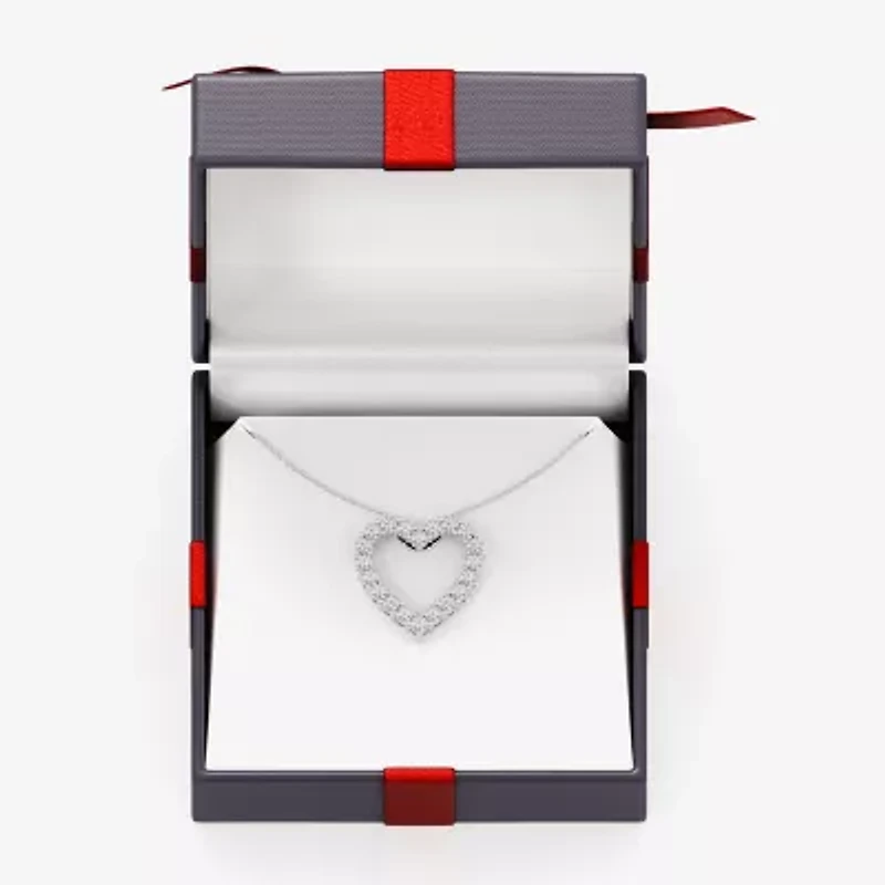 "Yes, Please! (Si1-Si2, G) Womens 1/4 CT. T.W. Lab Grown White Diamond Sterling Silver Heart 18 Inch Pendant Necklace