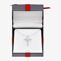 Yes, Please! (G/Si1-Si2) Womens 1/4 CT. T.W. Lab Grown White Diamond Sterling Silver Cross Infinity Pendant