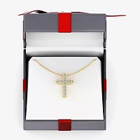 Yes, Please! (G/Si1-Si2) Womens 1/4 CT. T.W. Lab Grown White Diamond 14K Gold Over Silver Cross Pendant