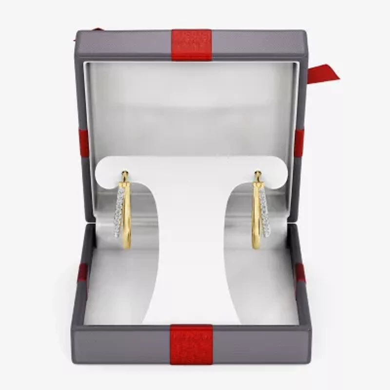 Yes, Please! Womens 1/4 CT. T.W. Lab Grown White Diamond Sterling Silver 20.6mm Hoop Earrings