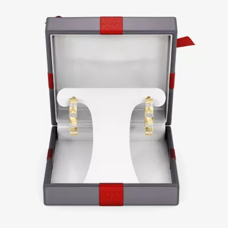 Yes Please! (Si1-Si2, G) Womens 1/4 CT. T.W. Lab Grown White Diamond 14K Gold Over Silver 20.2mm Hoop Earrings