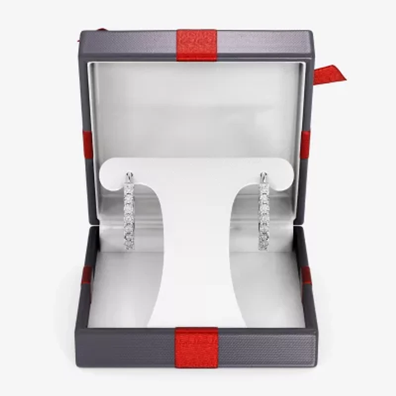 Yes, Please! Womens 1/6 CT. T.W. Lab Grown White Diamond Sterling Silver 24mm Hoop Earrings