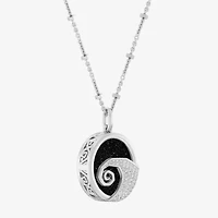 Disney Jewels Collection Nightmare Before Christmas Womens 1/10 CT. T.W. Genuine Black Drusy Sterling Silver Oval 18 Inch Pendant Necklace