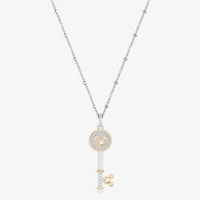 Disney Jewels Collection Mickey Mouse Womens 1/8 CT. T.W. Natural White Diamond 14K Gold Over Silver Sterling Silver Keys 18 Inch Pendant Necklace