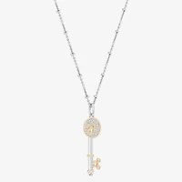 Disney Jewels Collection Mickey Mouse Womens 1/8 CT. T.W. Natural White Diamond 14K Gold Over Silver Sterling Silver Keys 18 Inch Pendant Necklace