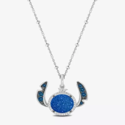 Disney Jewels Collection Lilo And Stitch Womens 1/10 CT. T.W. Genuine Blue Drusy Sterling Silver 18 Inch Pendant Necklace
