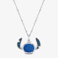 Disney Jewels Collection Lilo And Stitch Womens 1/10 CT. T.W. Genuine Blue Drusy Sterling Silver 18 Inch Pendant Necklace