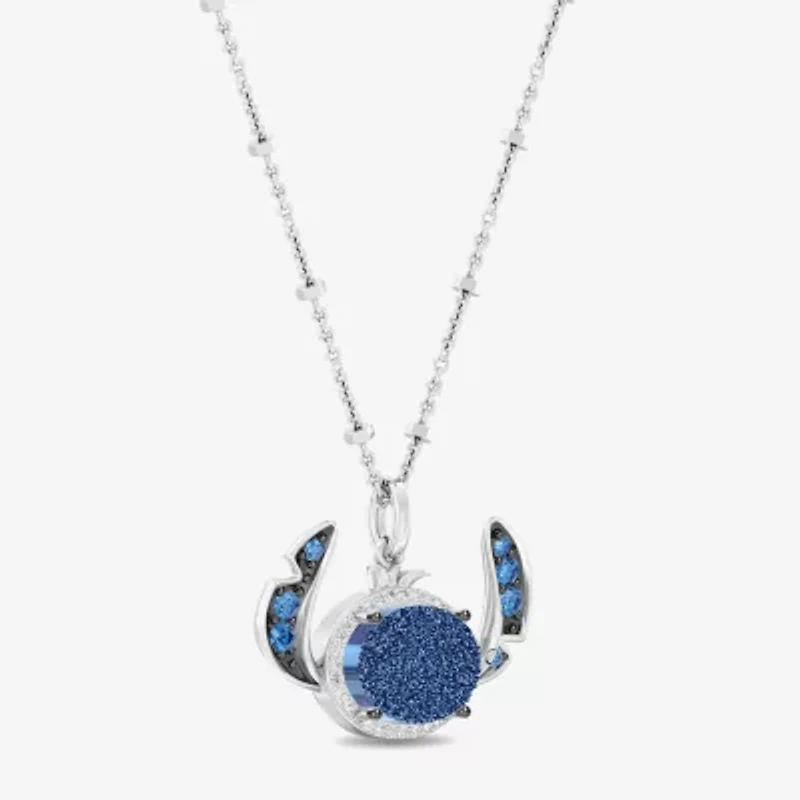 Disney Jewels Collection Lilo And Stitch Womens 1/10 CT. T.W. Genuine Blue Drusy Sterling Silver 18 Inch Pendant Necklace