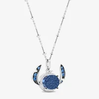 Disney Jewels Collection Lilo And Stitch Womens 1/10 CT. T.W. Genuine Blue Drusy Sterling Silver 18 Inch Pendant Necklace