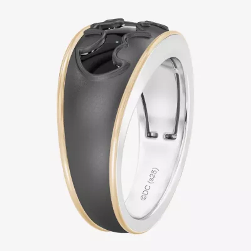 Batman Unisex Adult Genuine Black Onyx 14K Gold Over Silver Sterling Fashion Ring