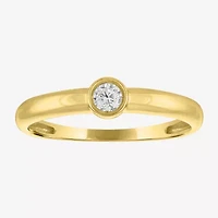 Diamond Addiction (G-H / Si2-I1) Womens 1/10 CT. T.W. Lab Grown White 14K Gold Over Silver Round Solitaire Cocktail Ring