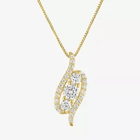 (G-H / Si2-I1) Womens 1 CT. T.W. Lab Grown White Diamond 14K Gold Over Silver 18 Inch Pendant Necklace