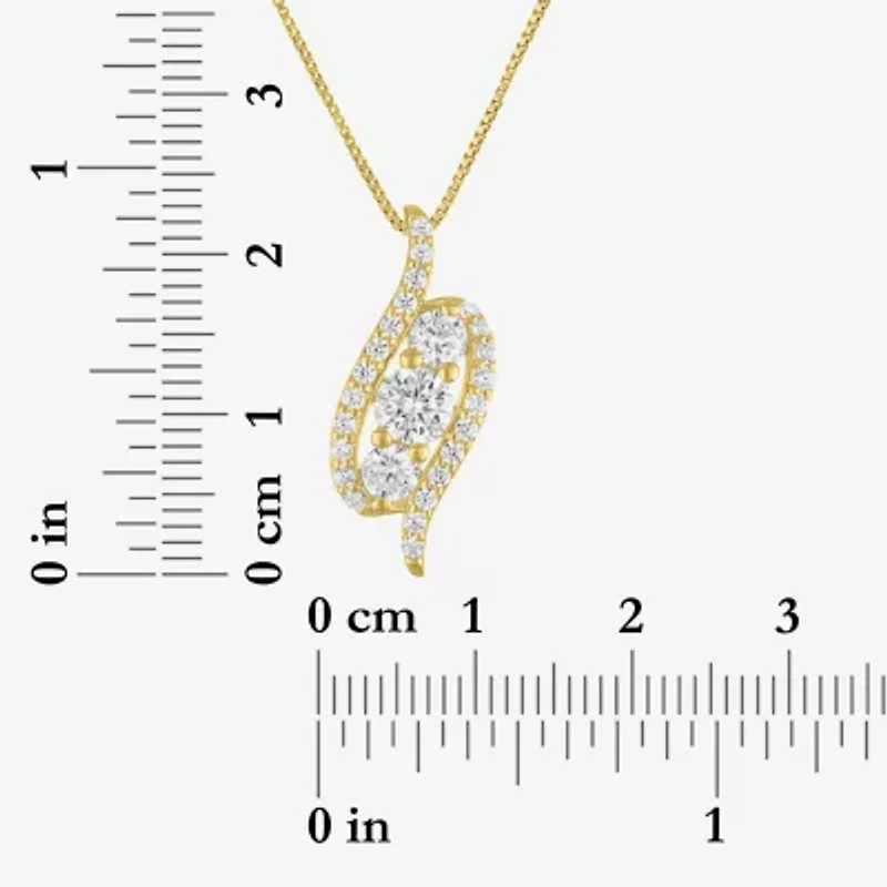 (G-H / Si2-I1) Womens 1 CT. T.W. Lab Grown White Diamond 14K Gold Over Silver 18 Inch Pendant Necklace