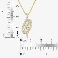 (G-H / Si2-I1) Womens 1 CT. T.W. Lab Grown White Diamond 14K Gold Over Silver 18 Inch Pendant Necklace