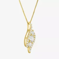 (G-H / Si2-I1) Womens 1 CT. T.W. Lab Grown White Diamond 14K Gold Over Silver 18 Inch Pendant Necklace