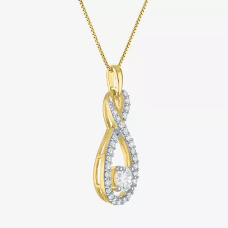 (G-H / Si2-I1) Womens 1 CT. T.W. Lab Grown White Diamond 14K Gold Over Silver Infinity 18 Inch Pendant Necklace