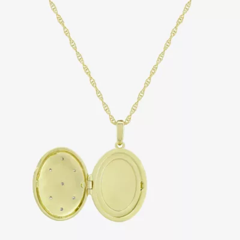 (H-I / Si1) Womens 1/10 CT. T.W. Lab Grown White Diamond 14K Gold Over Silver Oval 18 Inch Pendant Necklace