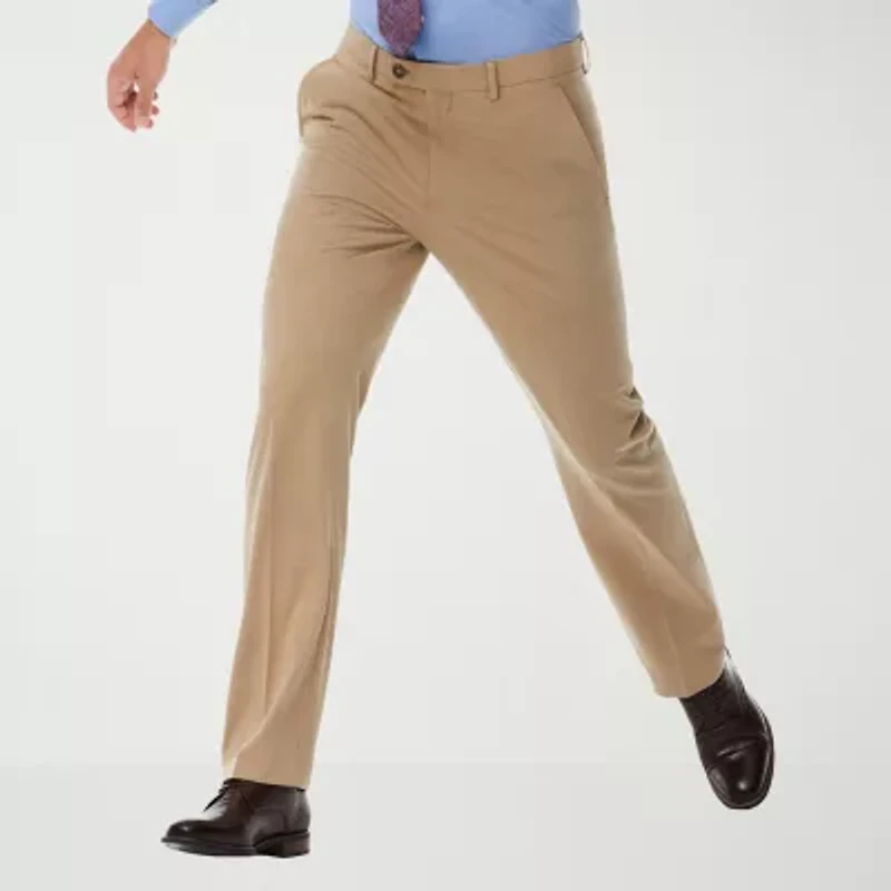 Savane Premium Stretch Expandable Waist Mens Straight Fit Dress Flat Front Pant