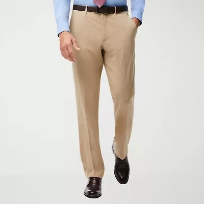 Savane Premium Stretch Expandable Waist Mens Straight Fit Dress Flat Front Pant